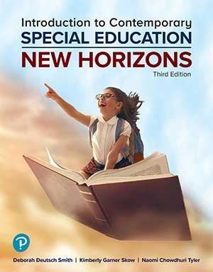 book cover for "new horizons" featuring a young girl popping out of a book