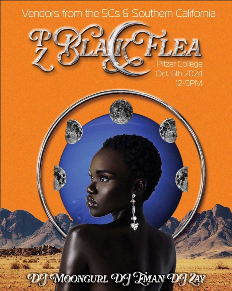 collage of a woman in front of a desert landscape with a bright orange sky