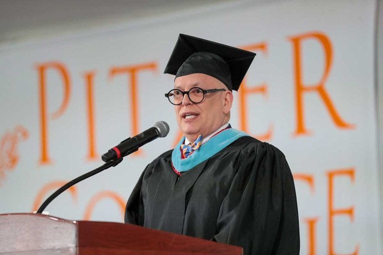 Jim Obergefell gives his keynote speech at the 2024 Pitzer commencement ceremony