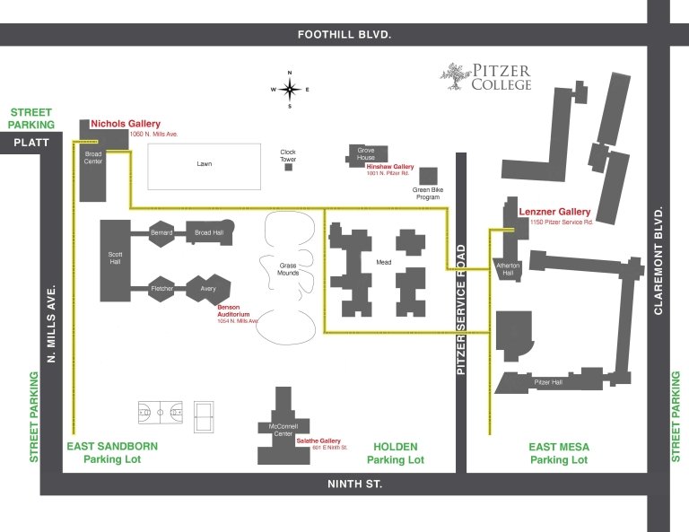 Map of gallery locations on Pitzer's campus