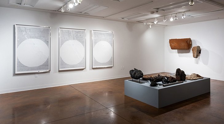 Installation view of Hans Baumann: 5 Distillations (Salton Sea) at Pitzer College Art Galleries, January 25 - March 26, 2020. Photography courtesy of Ruben Diaz