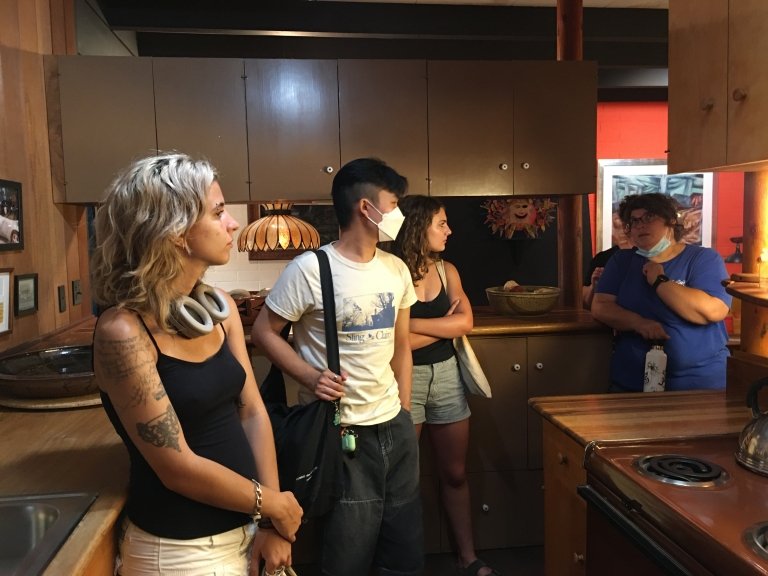 Students on a tour of the Sam and Alfreda Maloof Foundation House