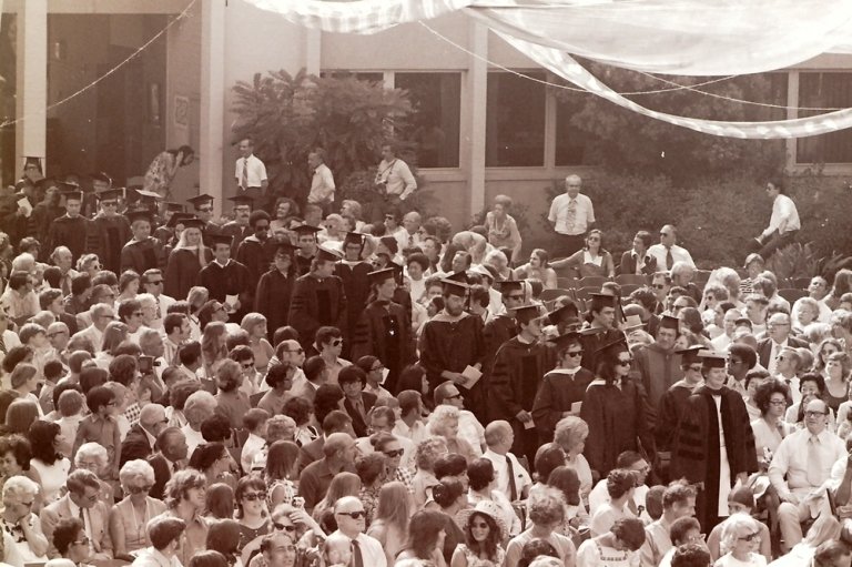 Faculty process during Pitzer's eighth commencement