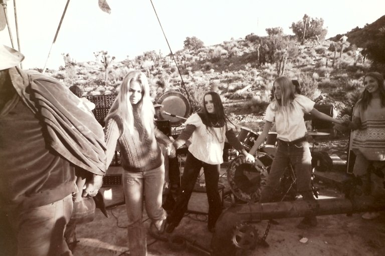 Pitzer students dance during a trip to the Mojave Desert