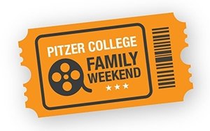 an orange raffle ticket with the words Pitzer College Family weekend printed on it