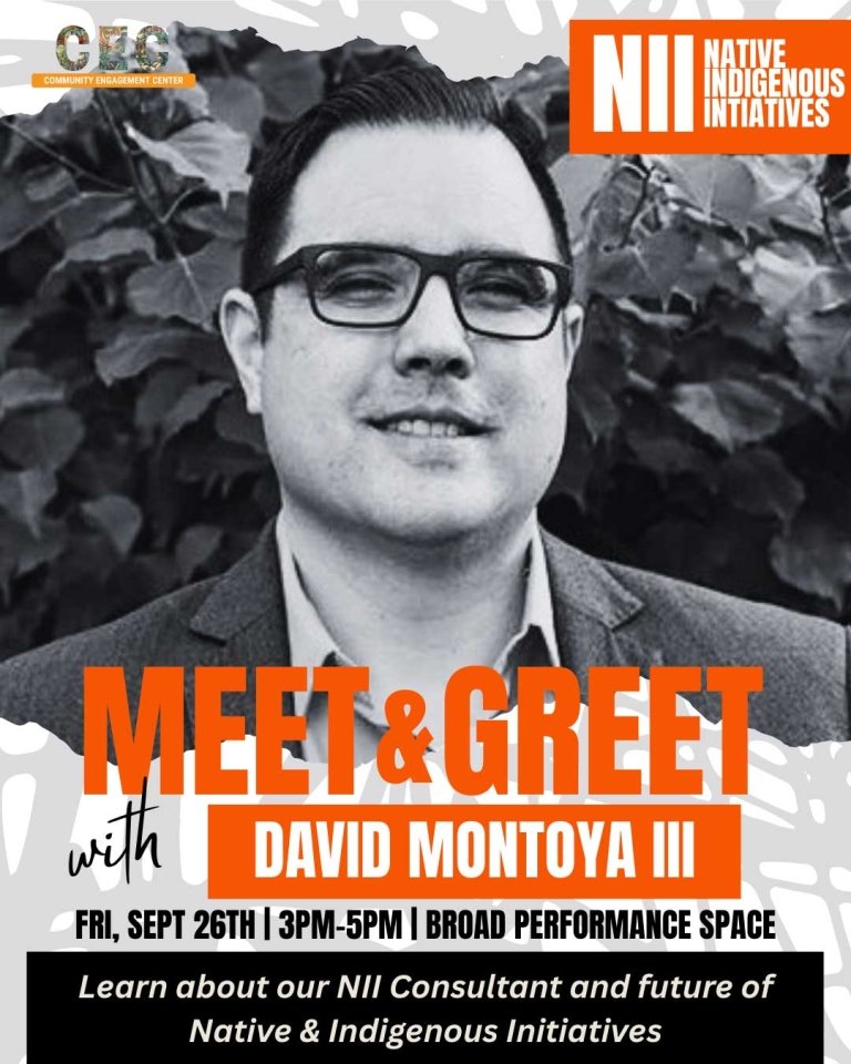 flyer featuring David Montoya III for a CEC meet and greet. Text on flyer is in the body of the webpage