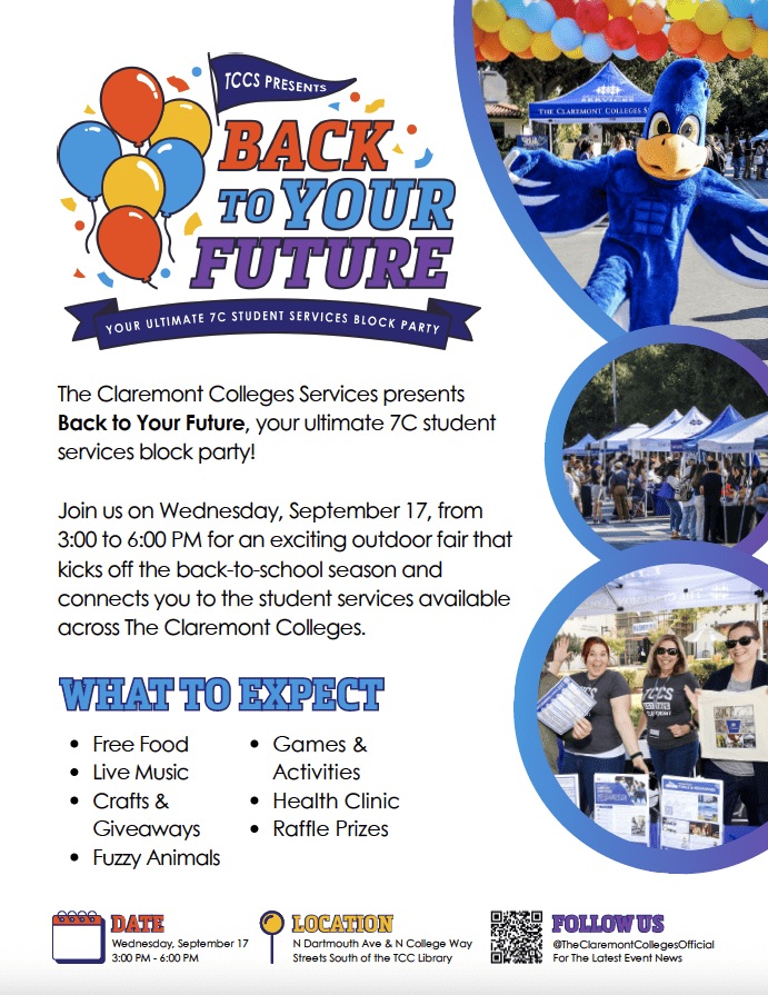 flyer with ballon illustration and photos of people at booths. Text info included on webpage