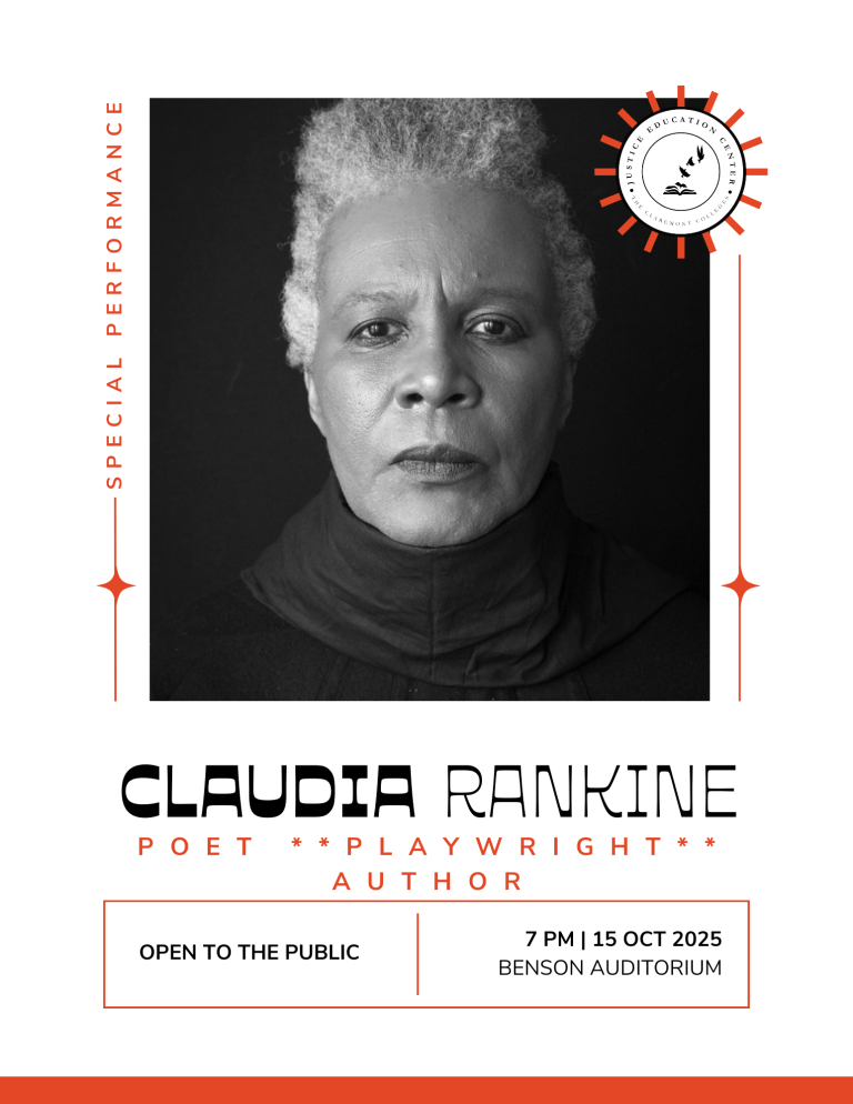 Promotional flyer with photo of poet Claudia Rankine