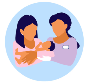 Mother and Nurse holding baby