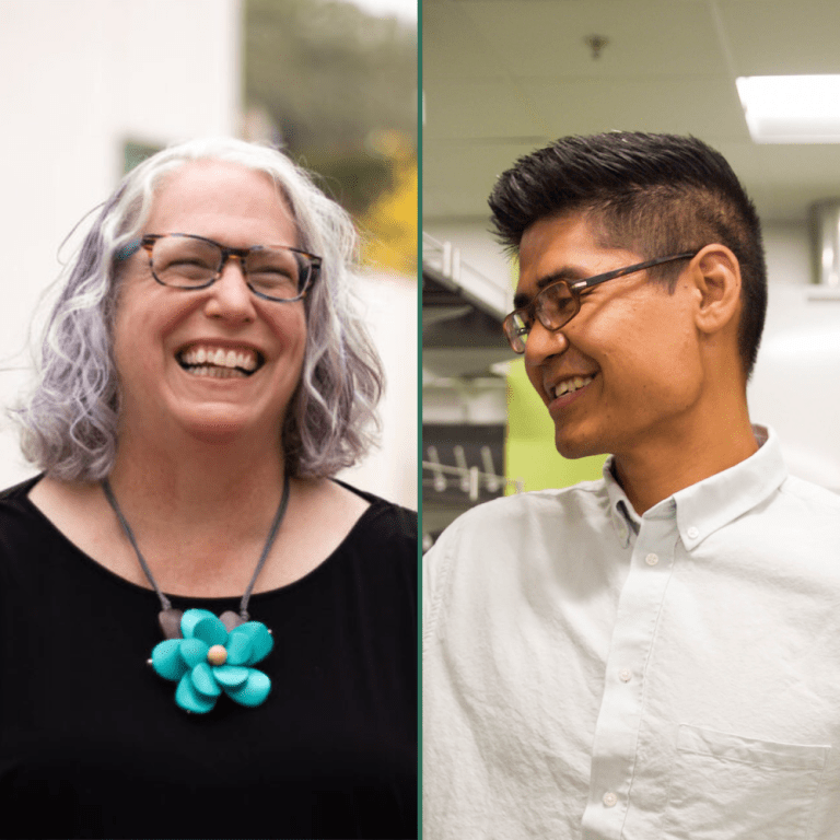 Science Professors Katie Purvis-Roberts and Pete Chandrangsu