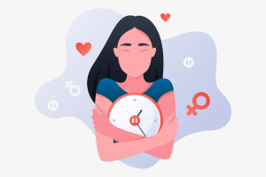 Woman Hugging Clock