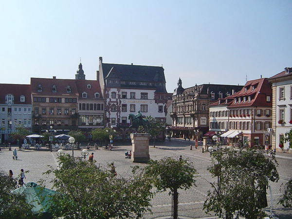 Town square and old buildings in Landau, Germany