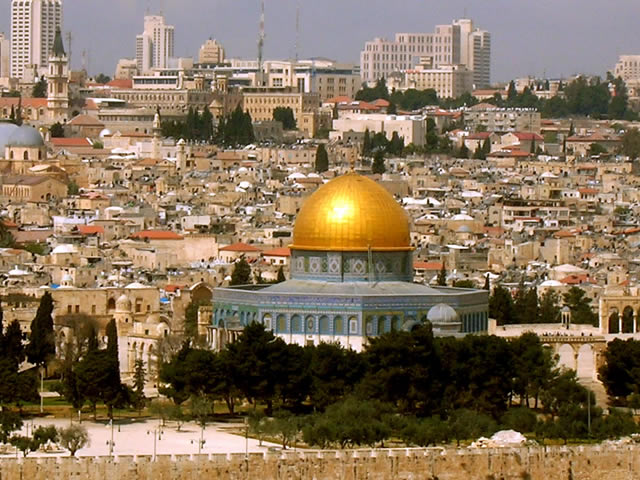 Gold domed synagogue in Haifa, Israel
