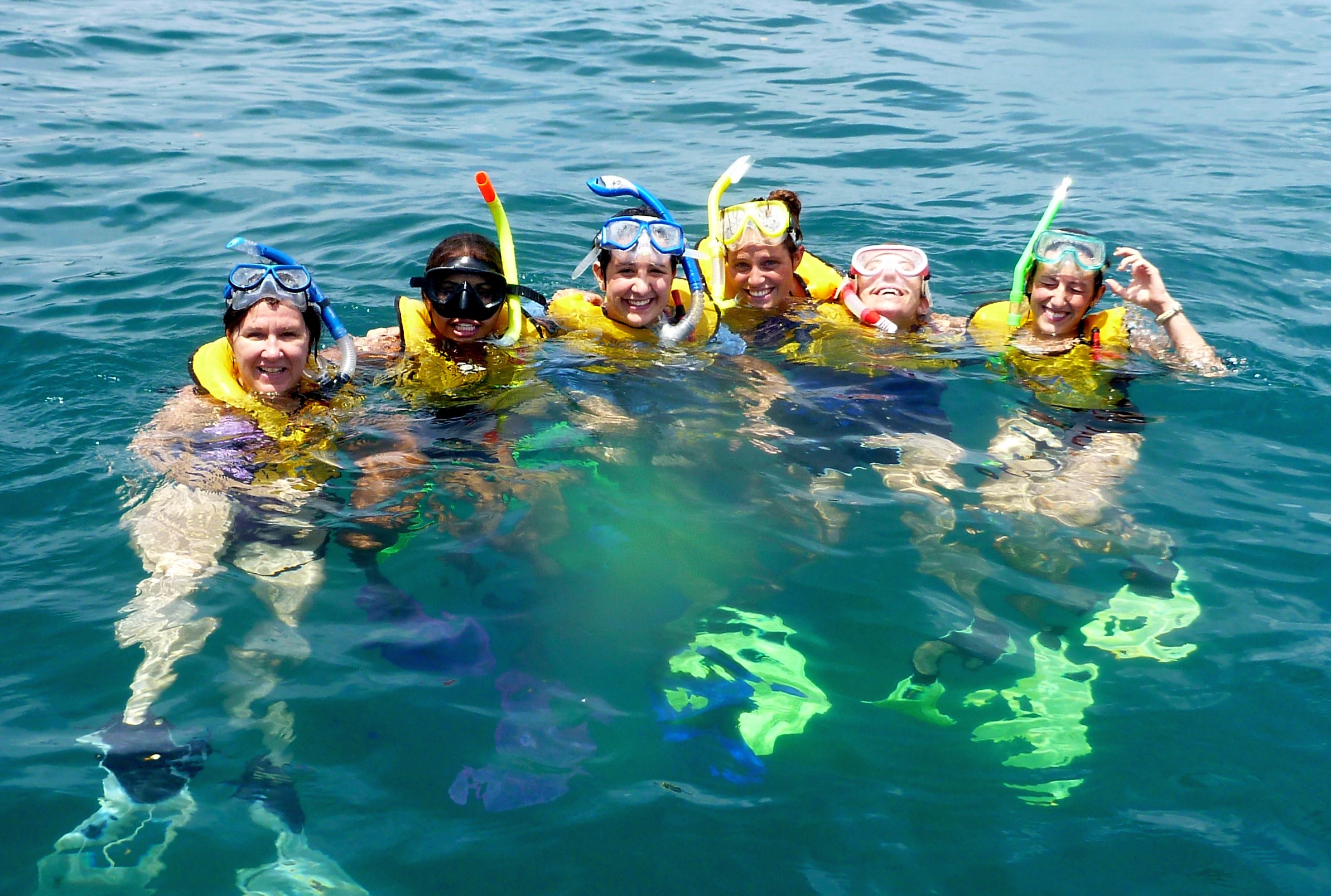 Students snorkeling in the ocean