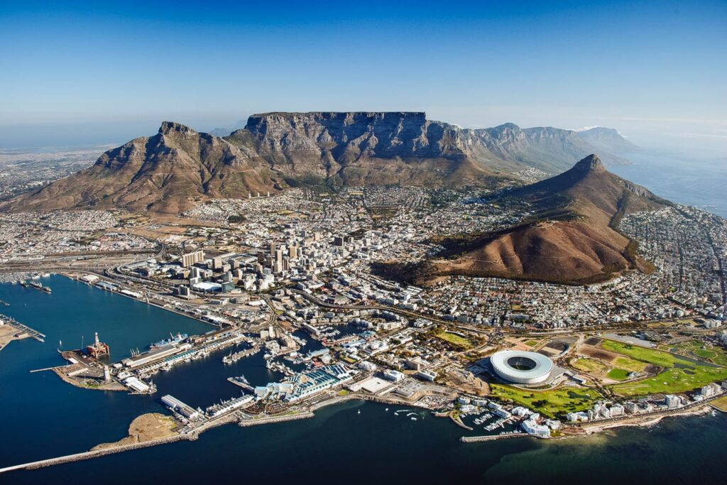 View of Cape Town, South Africa from water