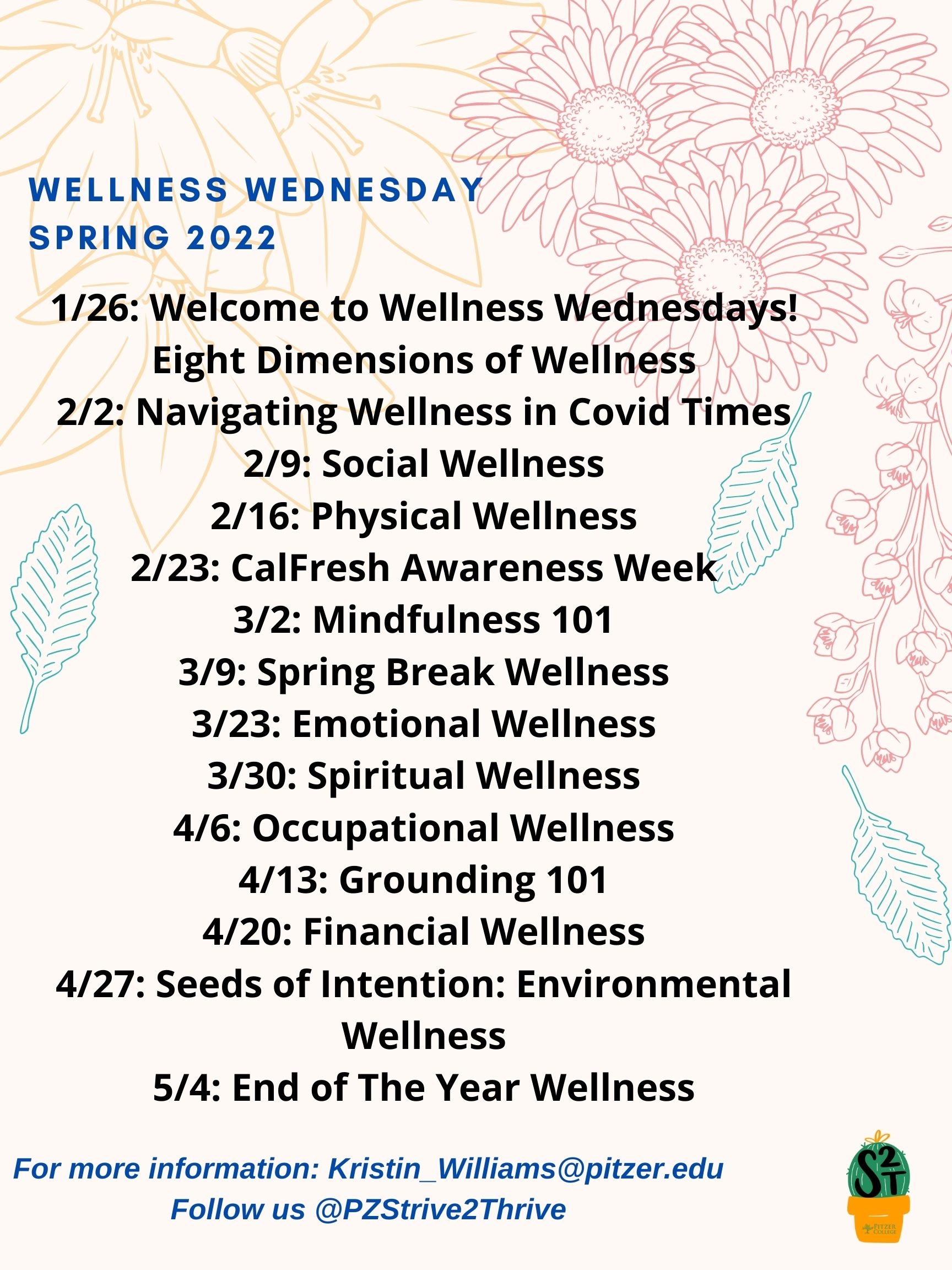 Pitzer College Calendar 2022 Wellness Wednesday: Welcome To Spring 2022! - Pitzer College