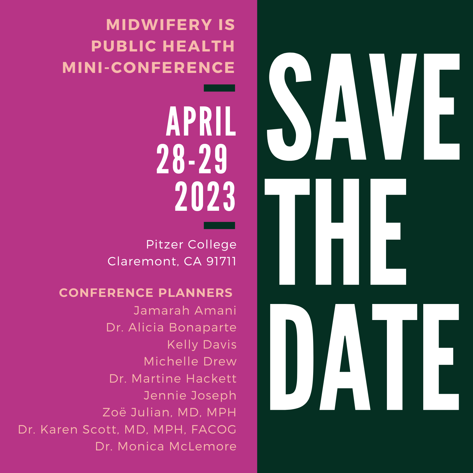 Save the Date for the Midwifery is Public Health conference