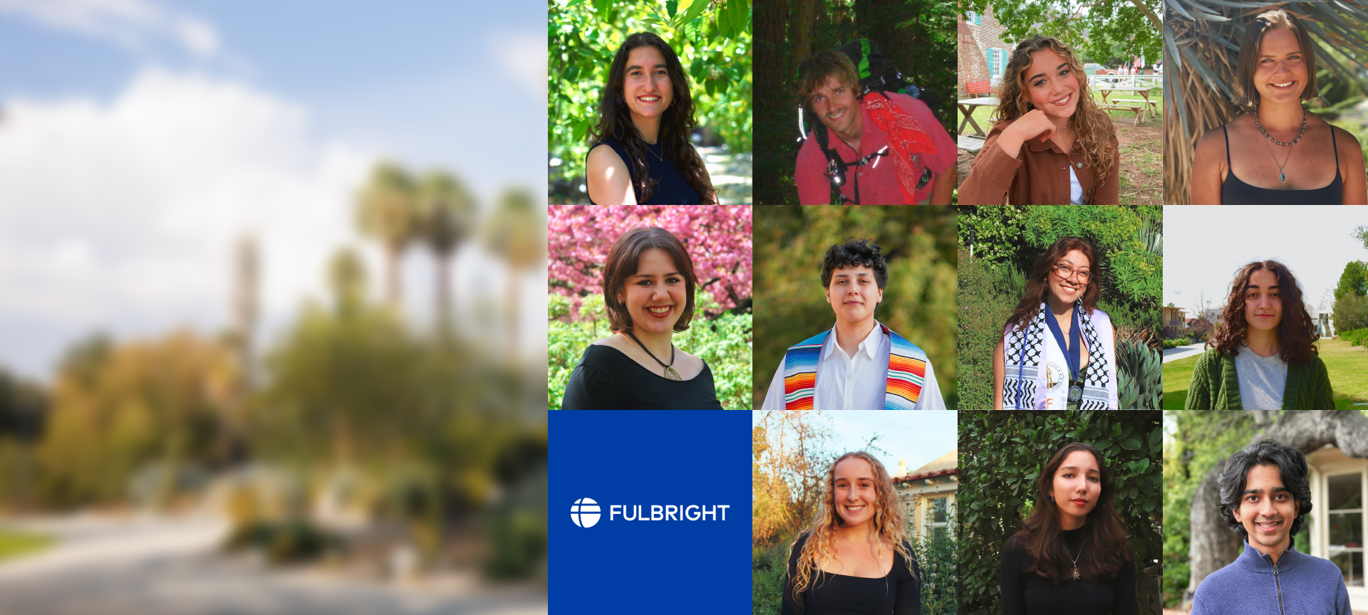A collage of photos of student Fulbright winners